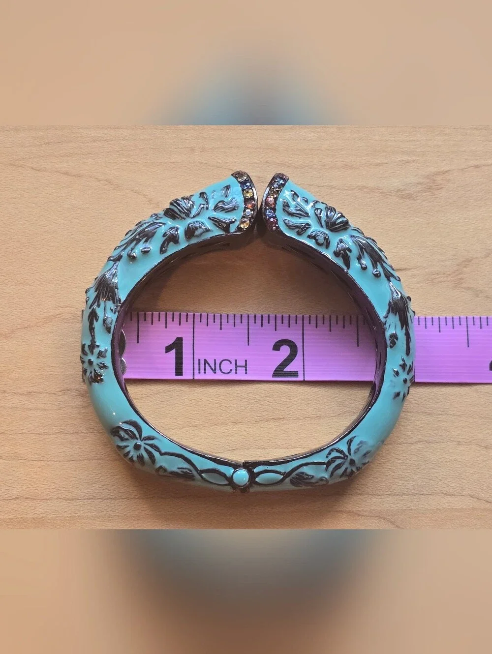 MCL Design By Matthew Campbell Laurenza Floral Hinged Sterling Bangle Bracelet - Picture 4 of 5